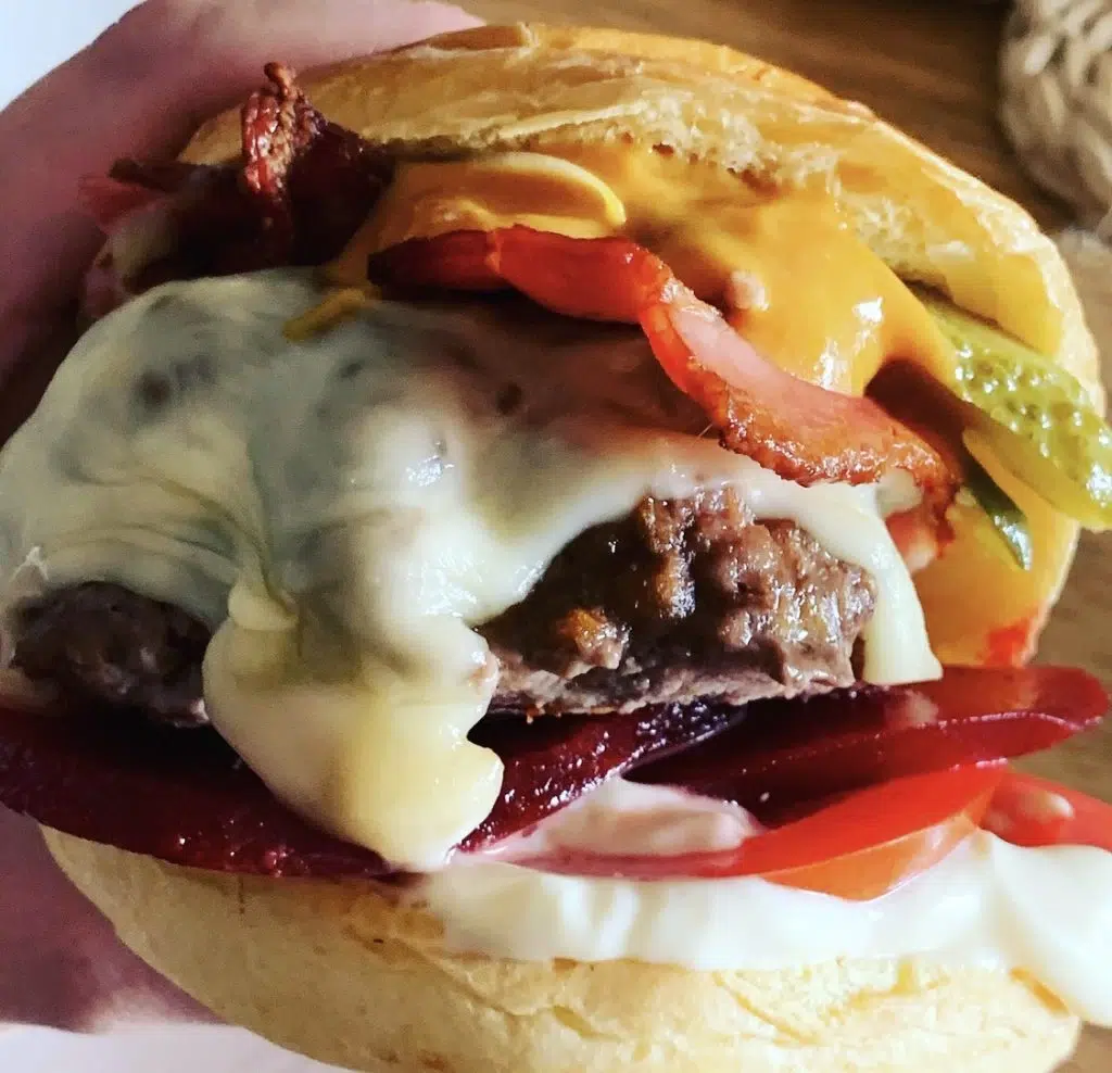 Air Fryer Beef and Bacon Burger