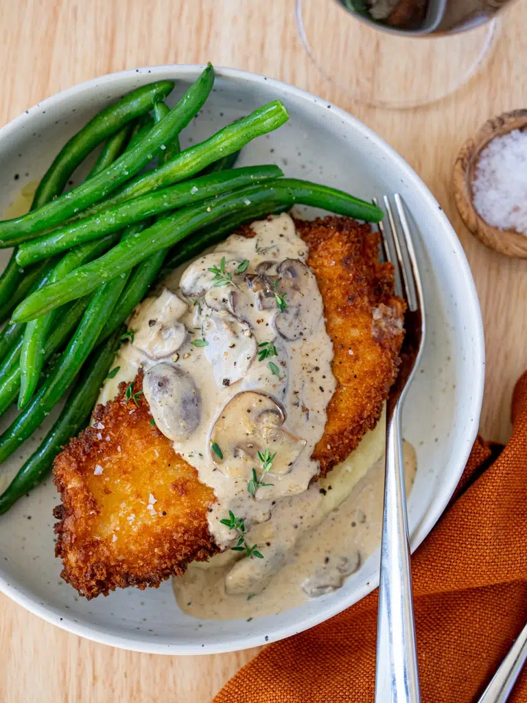 Chicken Schnitzel with Creamy Mushroom Sauce